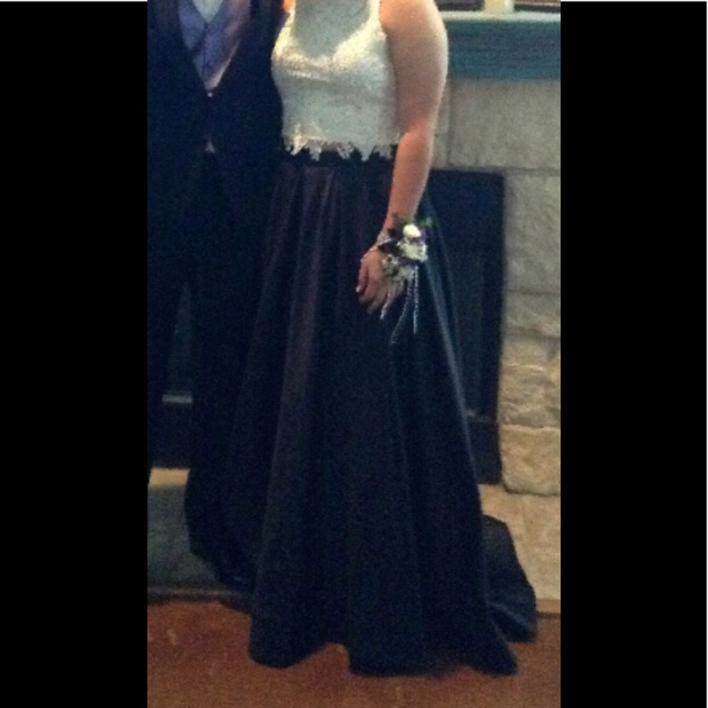 White & Black Prom Dress